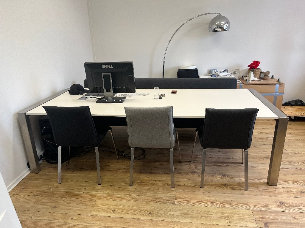 Eettafel, tafelbank en stoelen set, Ophalen, Gebruikt, Overige materialen, 200 cm of meer