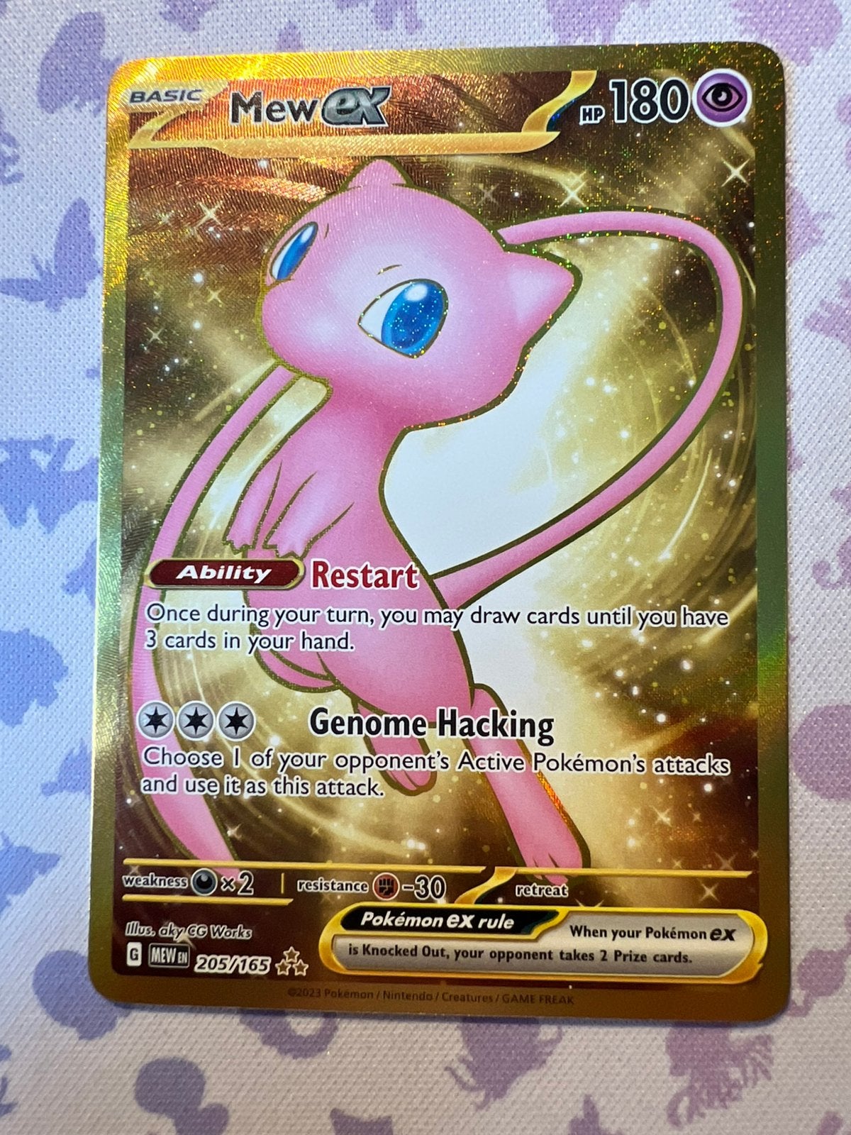 Mew ex 205 Pokemon 151, Ophalen of Verzenden, Zo goed als nieuw, Losse kaart, Foil