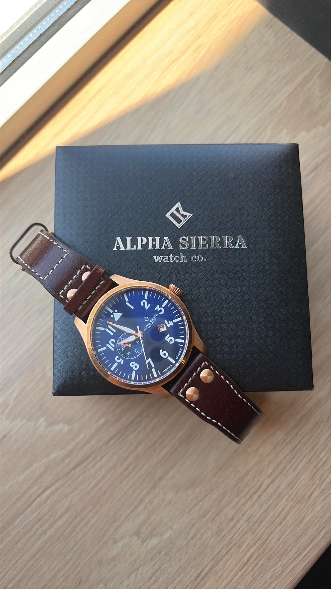 Alpha Sierra Automatic AM3 herenhorloge., Overige merken, Leer, Staal, Polshorloge
