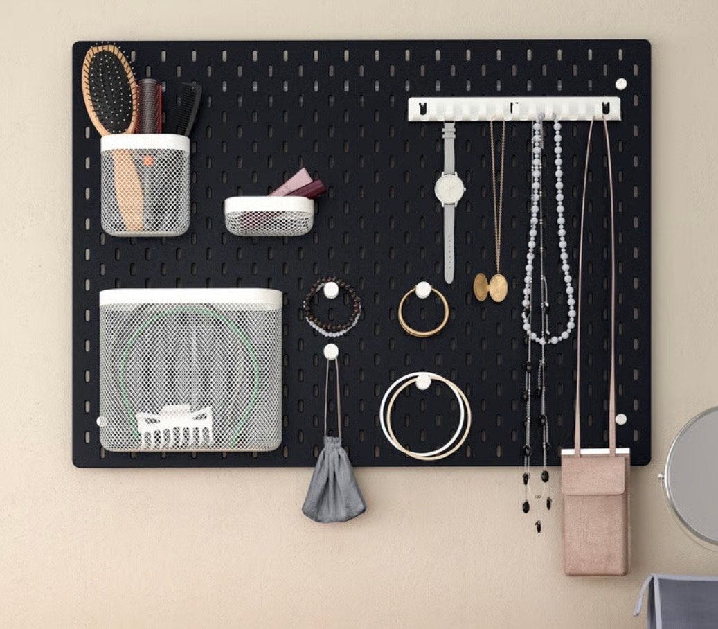 IKEA SKÅDIS Opbergbord Zwart 76x56, Ophalen, Zwart, Zo goed als nieuw, Metaal
