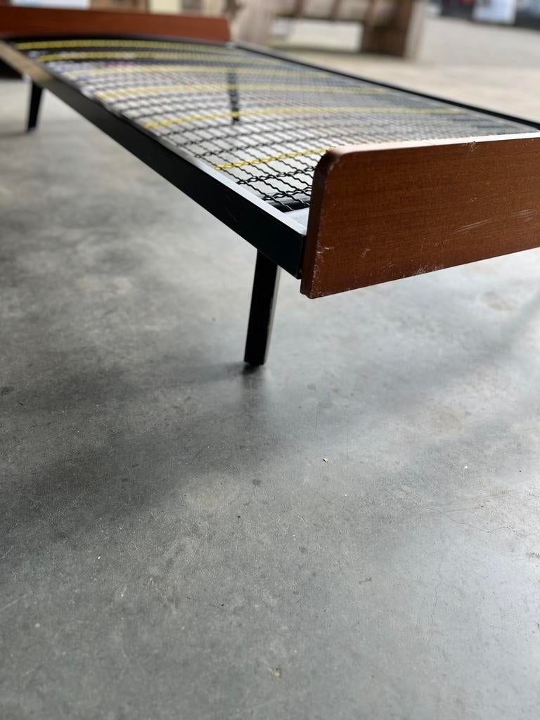 Vintage J.P. Slaapvlakmat bed / daybed jaren 50, D, Eenpersoons, Zwart, Retro mcm vintage