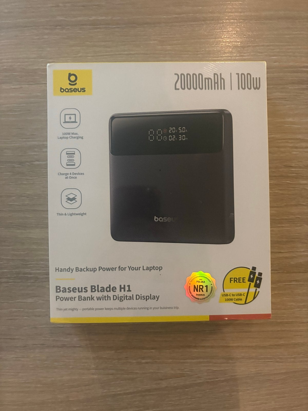 Nieuw Seal Baseus Blade H1 PowerBank 20000mAh 100W Display, Ophalen of Verzenden, Nieuw