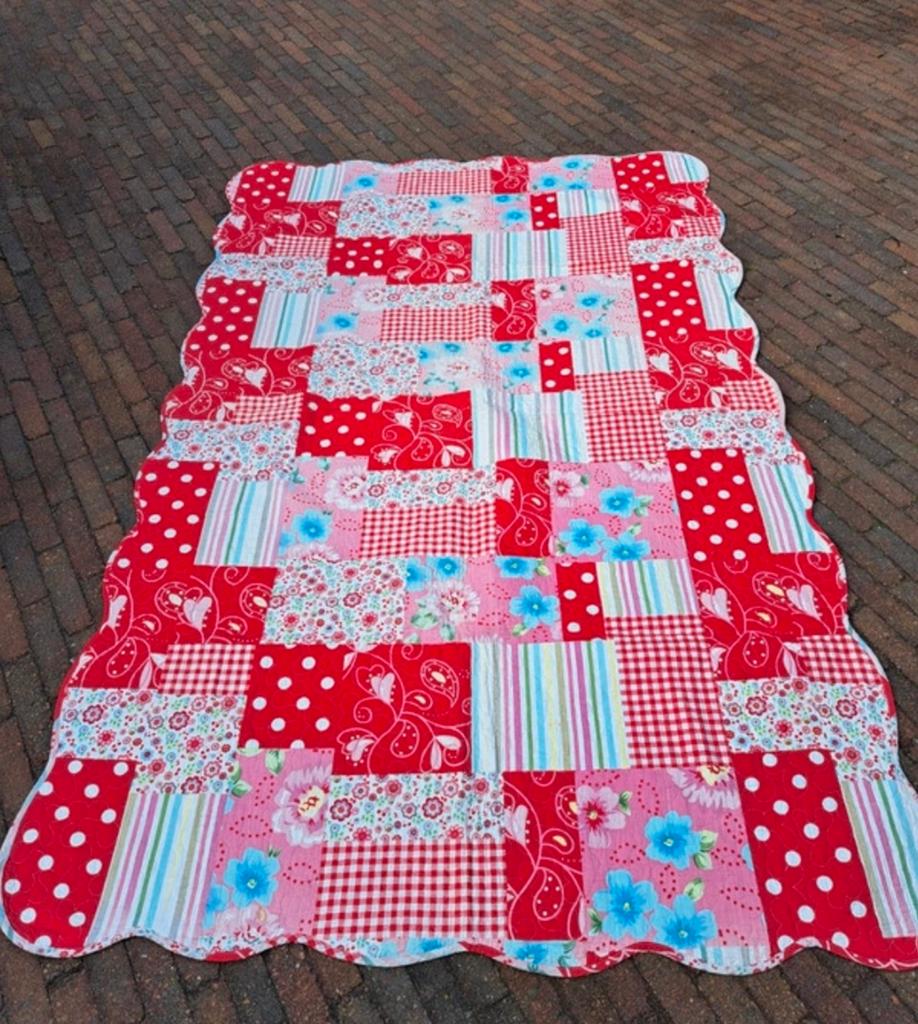 Julia Patchwork Quilt 130x200cm - 100% Katoen, Ophalen of Verzenden
