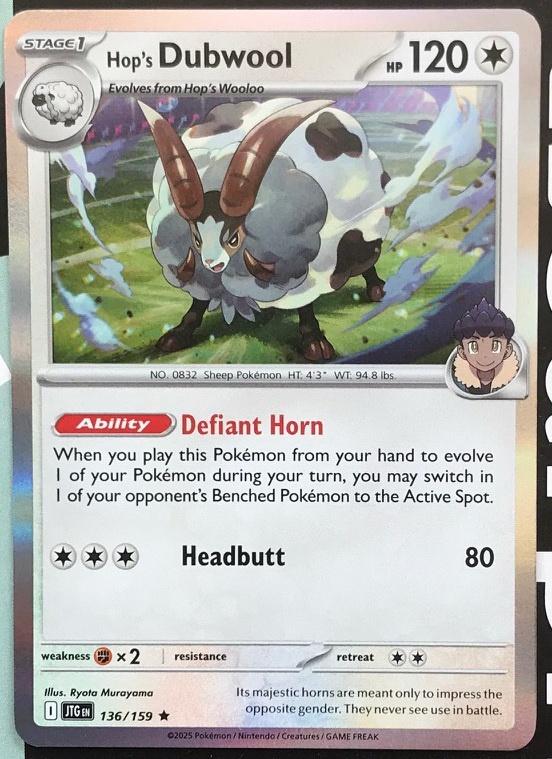 Pokemon - Hop's Dubwool (JTG 136) Holo rare.., Ophalen of Verzenden, Nieuw, Losse kaart, Foil