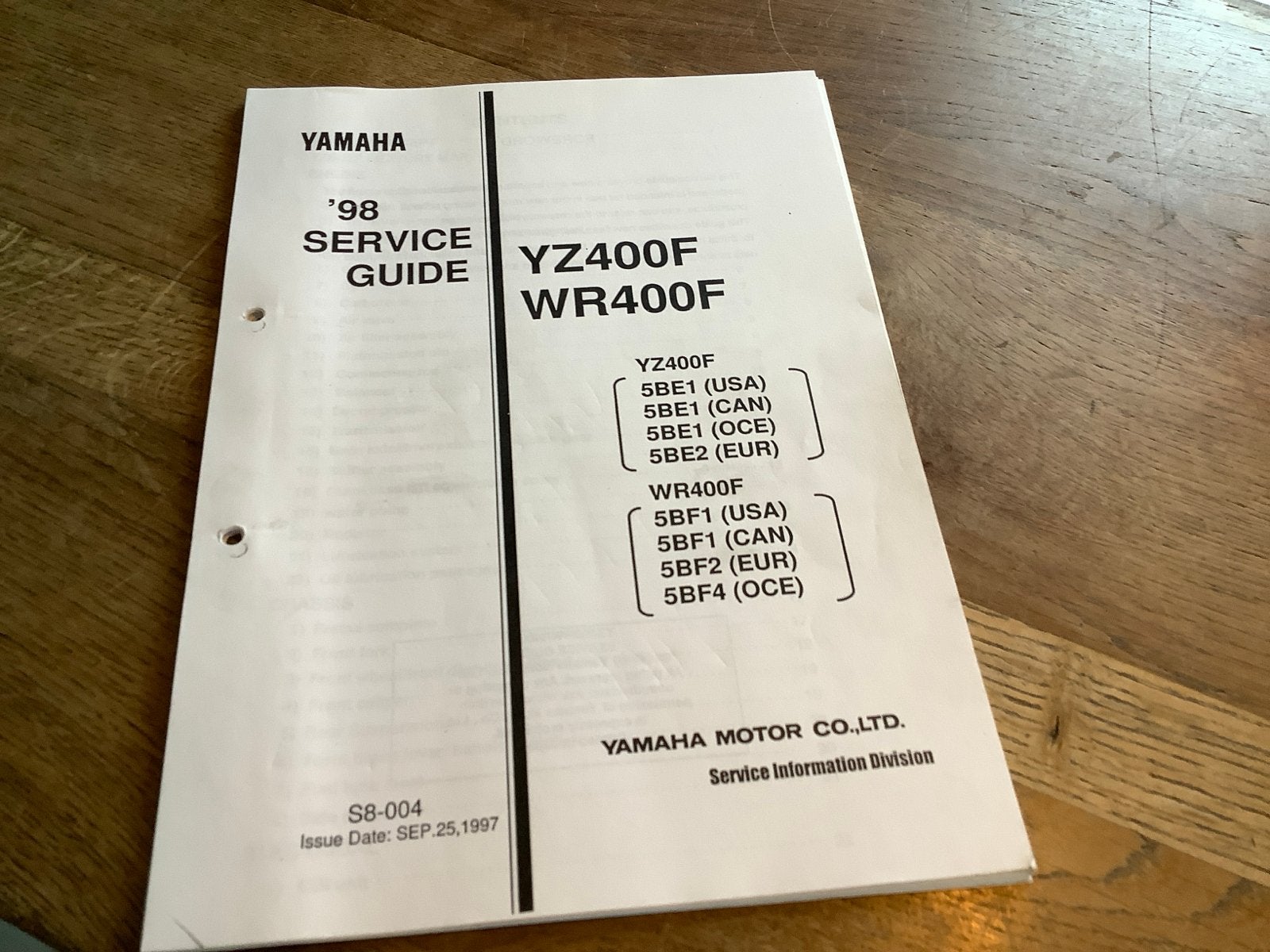 Yamaha YZ400F WR400F Service Gids '98.  (416), Verzenden, Yamaha