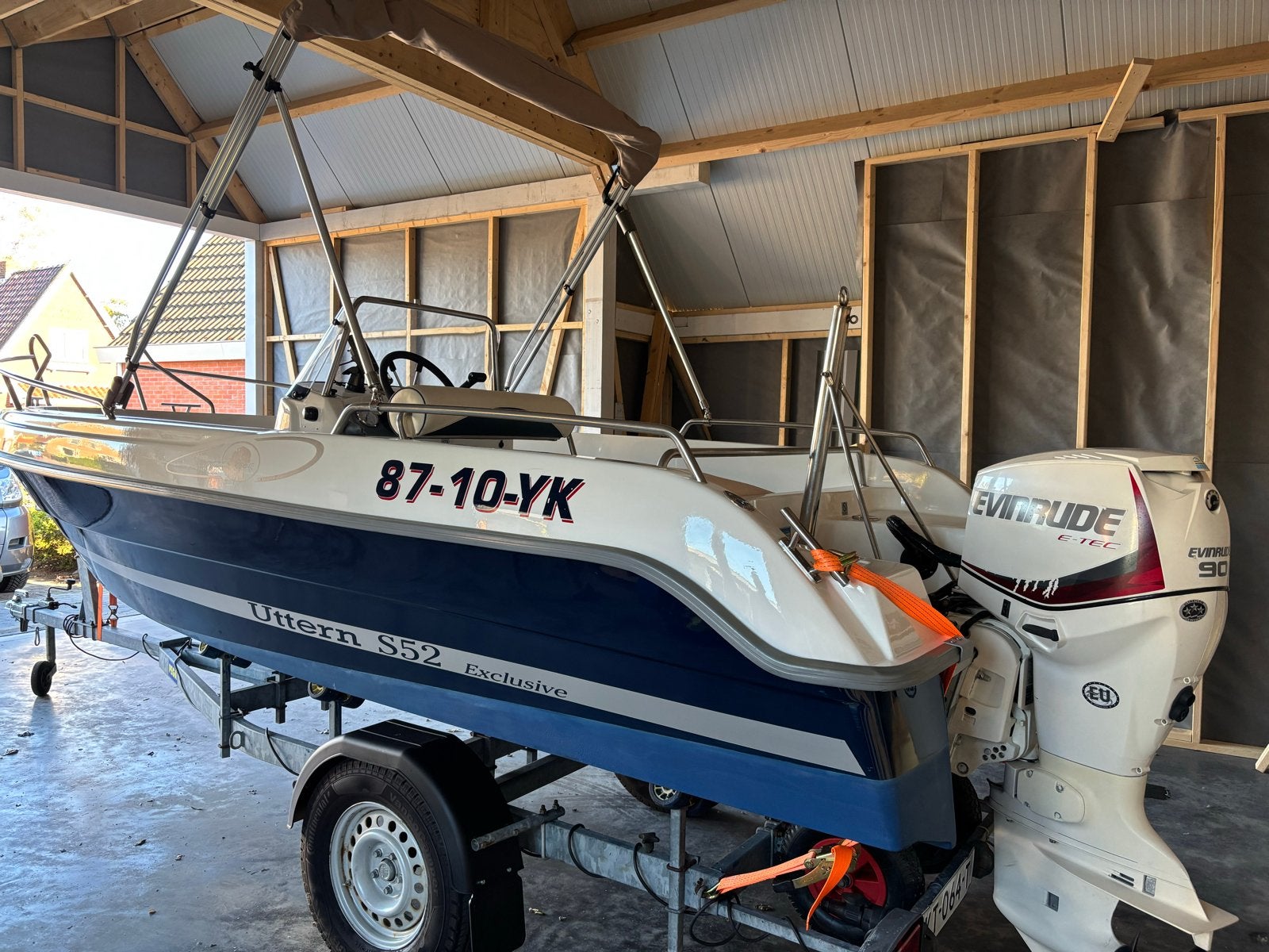Uttern S52 Exclusive met Evinrude E-TEC 90pk en trailer, Ophalen, Overige merken, Gebruikt, 5 m