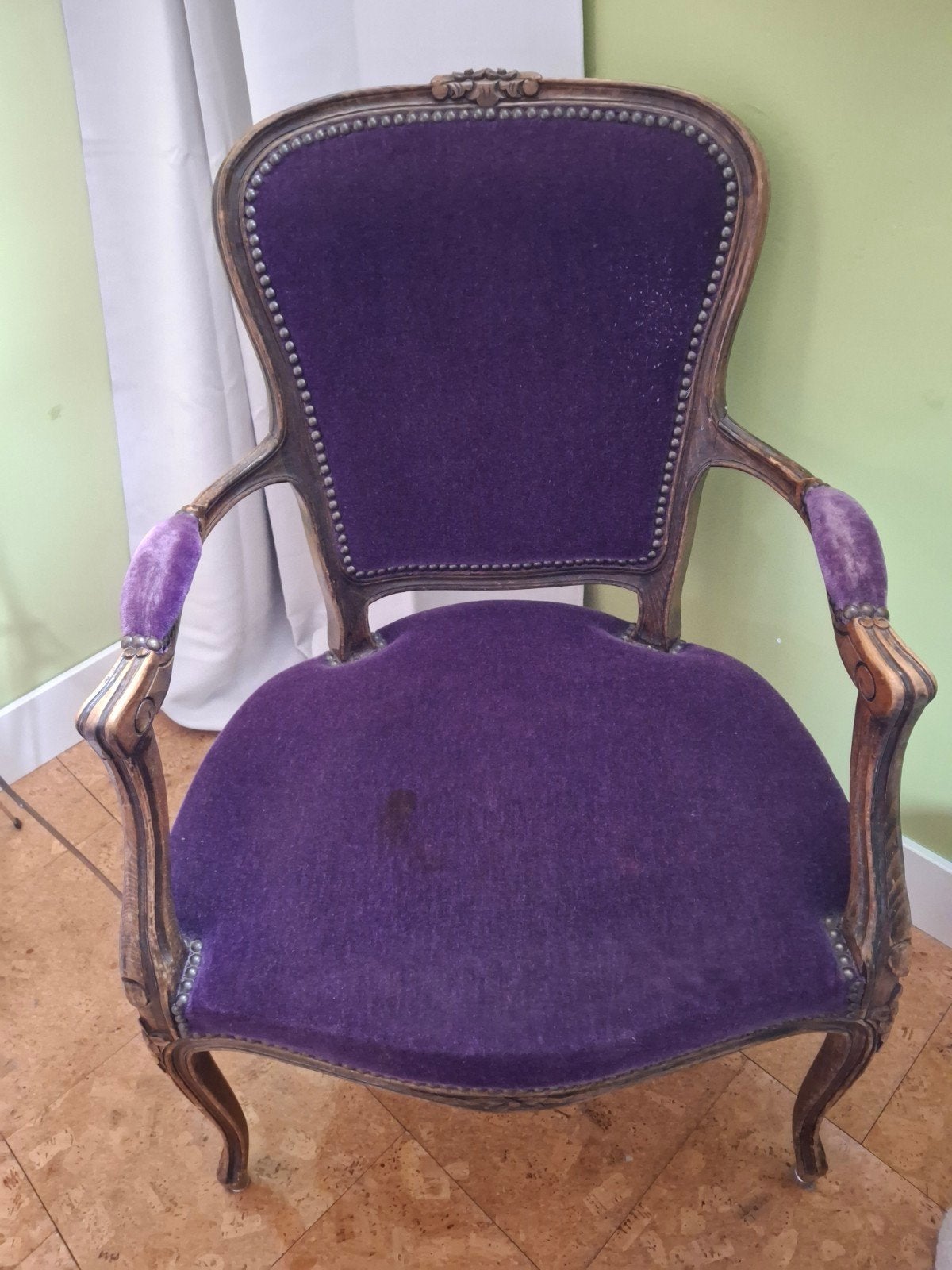 paarse biedermeier stoel fautuil, Antiek en Kunst, Ophalen of Verzenden