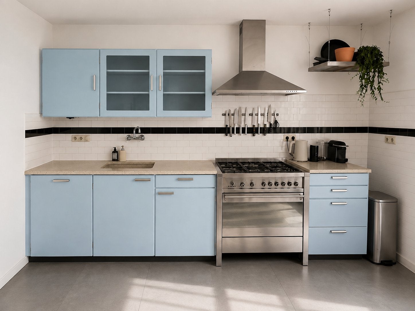 Originele Bruynzeel Piet Zwart keuken – hemelsblauw, Ophalen, Gebruikt, Blauw, Graniet of Steen