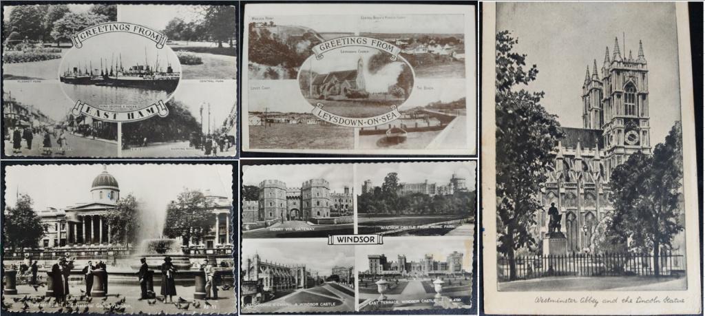 5 oude kaarten uit engeland (1951-1963), Verzamelen, Ansichtkaarten | Buitenland, Gelopen, Engeland, 1940 tot 1960, Ophalen of Verzenden