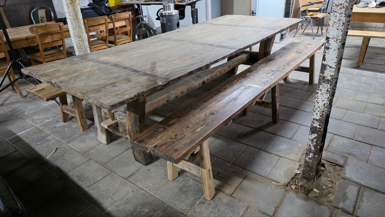 310 cm lange klooster tafel kasteeltafel 200 jaar oud hout, Ophalen