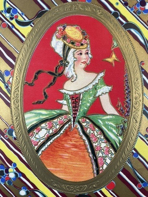 zeer grote oude chocolade doos boxtop jaren 1920 art deco, Ophalen of Verzenden