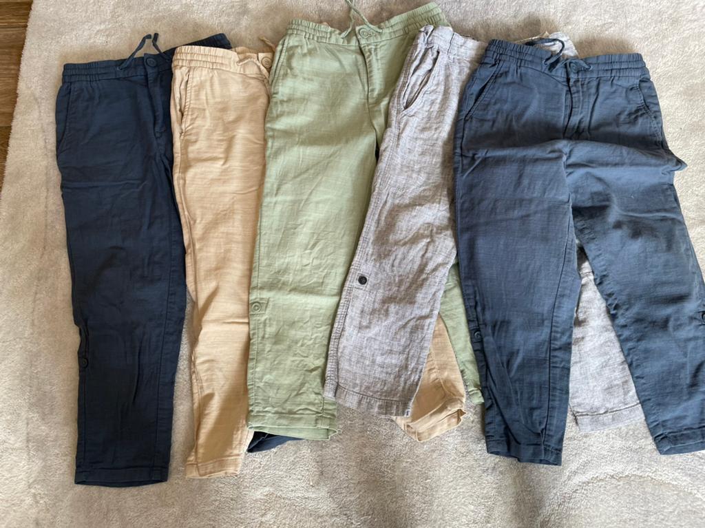5 H&M linnen roll-up broekjes 116, Kinderen en Baby's, Kinderkleding | Maat 116, Verzenden, Zo goed als nieuw, Jongen, Broek