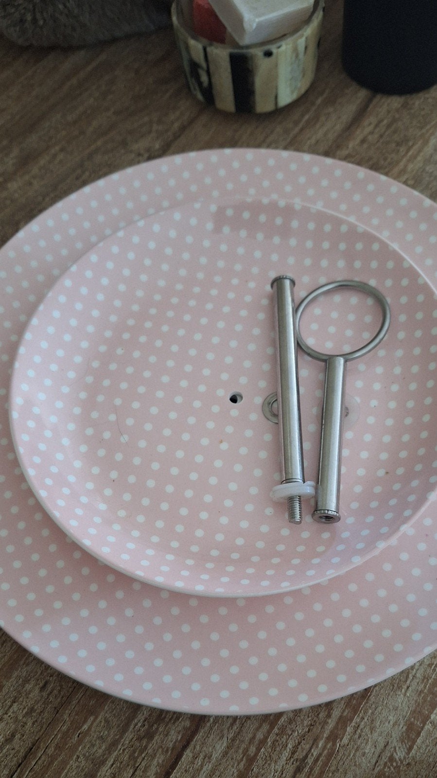 Etagère roze 2 laags, Ophalen, Zo goed als nieuw