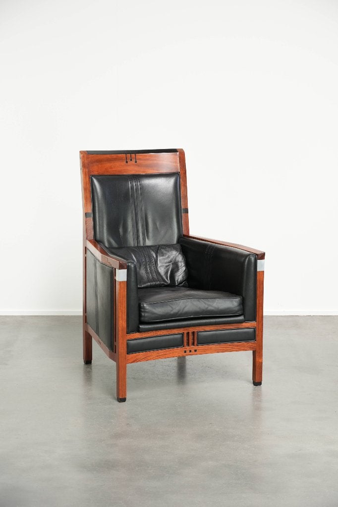 Stijlvolle rundleren Art Deco design fauteuil van Schuitema, Ophalen, Gebruikt, Schuitema, /