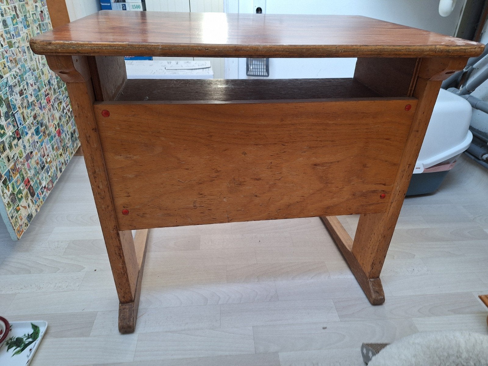 Oude houten school bankje, Ophalen, Gebruikt, Vintage