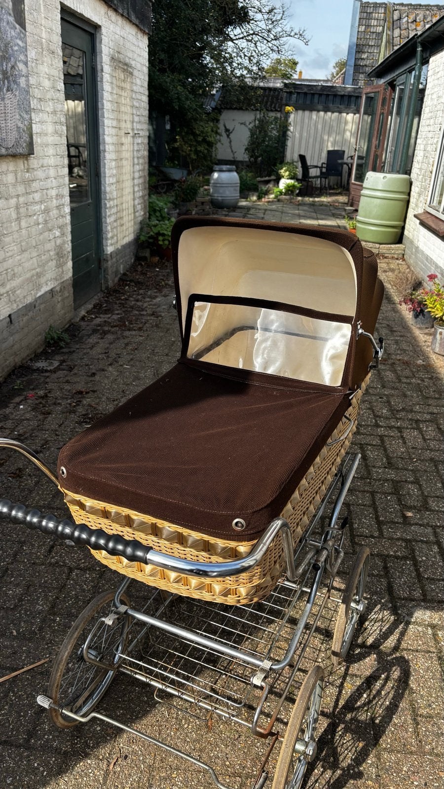 Vintage rieten kinderwagen met reiswieg, Gebruikt, Met reiswieg, Ophalen, Kinderwagen