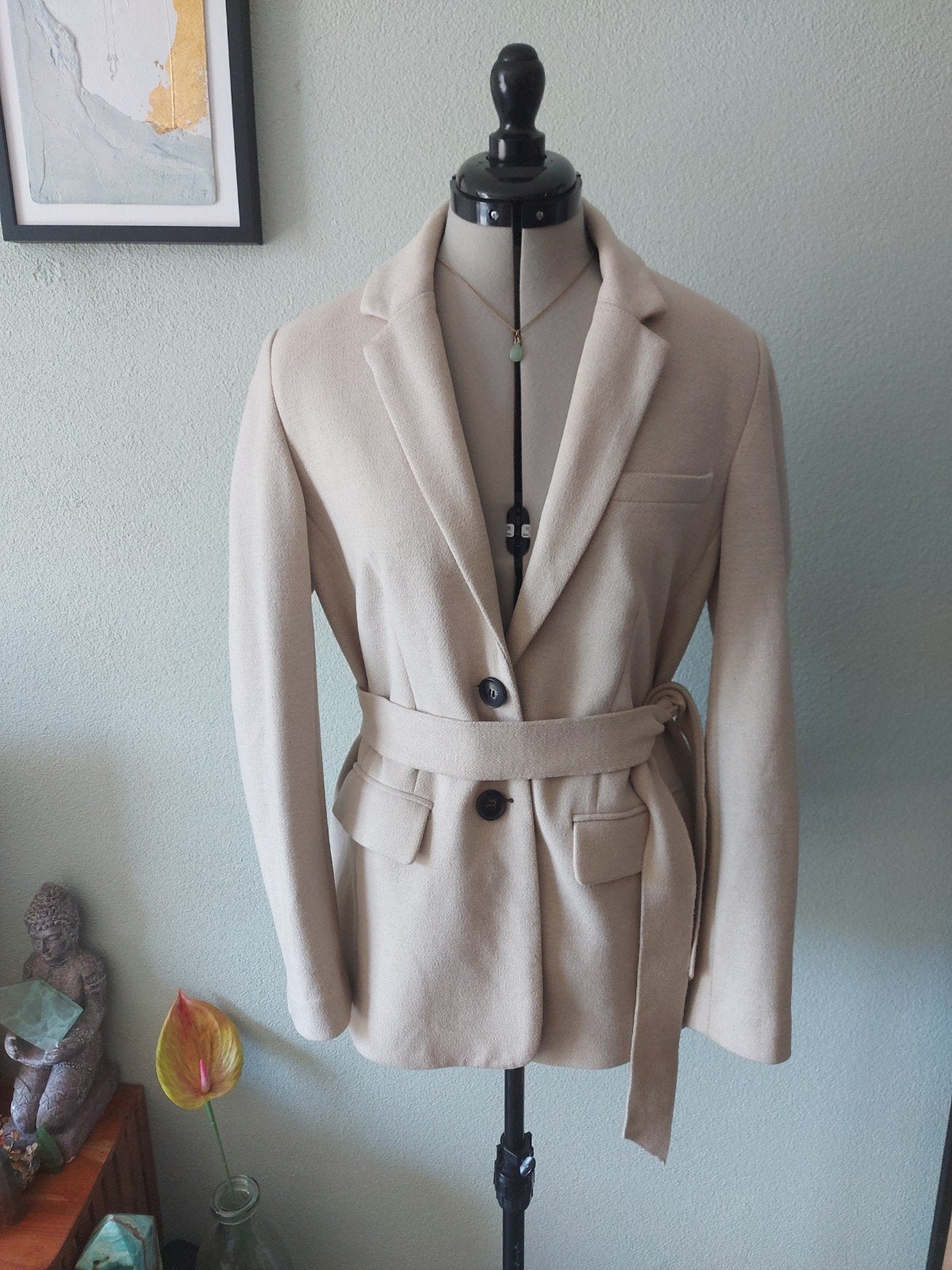 Yaya Licht Beige Blazer Maat 40 met Centuur, Kleding | Dames, Maat 38/40 (M), Verzenden, Beige, Zo goed als nieuw