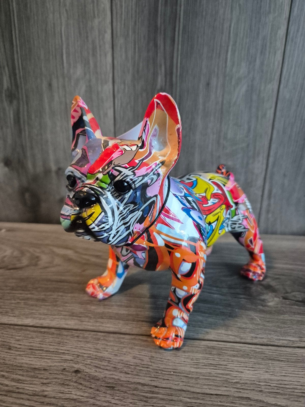 Bulldog beeld graffiti stijl 26 cm polyester, Ophalen, Meerkleurig, Onbekend, Nieuw