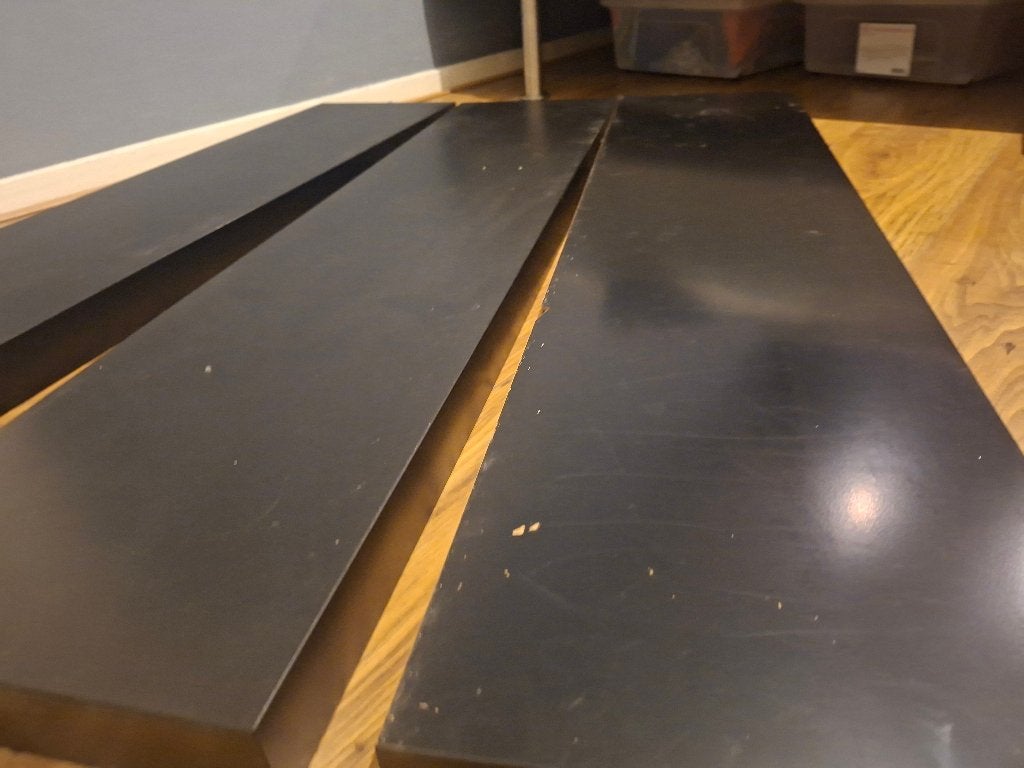3x IKEA Lack wandplank zwartbruin 110 cm incl. ophangrails, Ophalen, Gebruikt