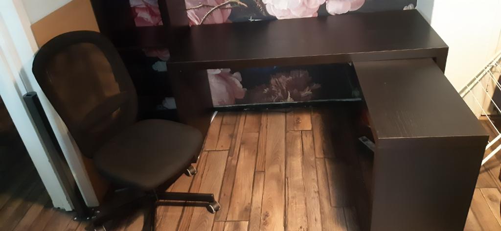 bureau ikea stoel en Kallax kast, Huis en Inrichting, Bureaus, Ophalen, Zwart, Gebruikt, 65 cm