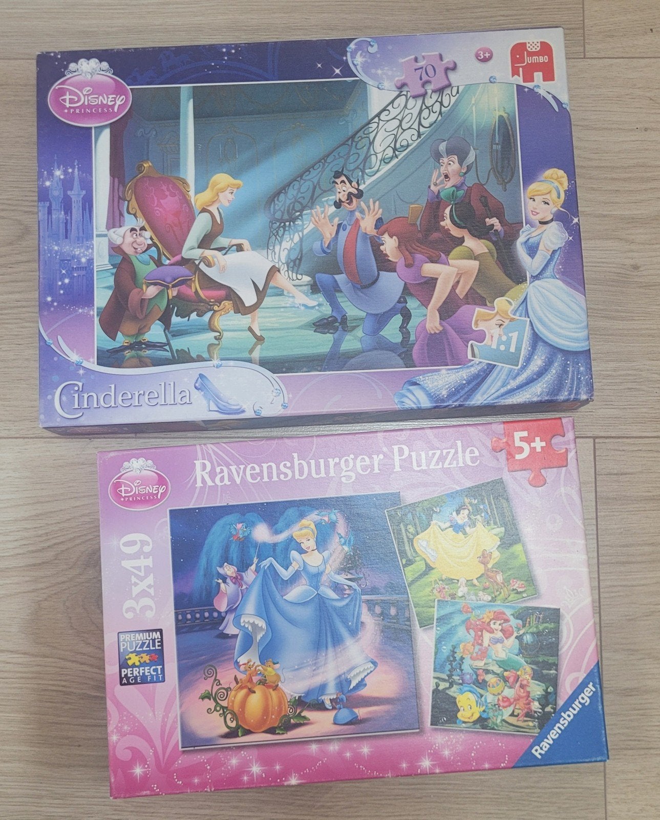 3 Disney Princess puzzels: 50, 70 en 3x49 stukjes, Ophalen