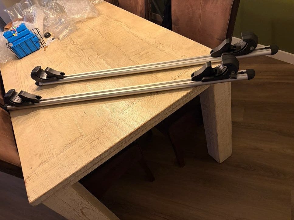 Aluminium dakdragers voor open dakrail - 124 cm, Ophalen of Verzenden, Gebruikt