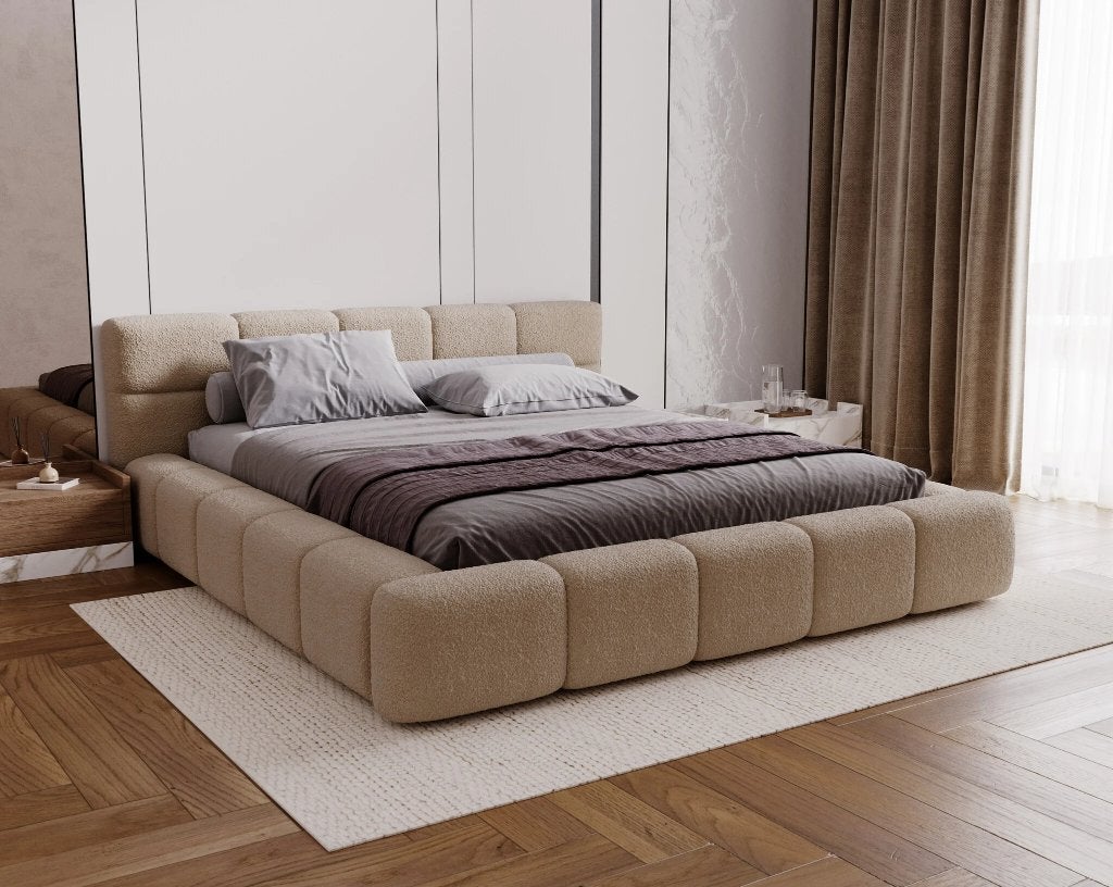 ACTIE Opbergbed 140 x 200 - Donkerbeige | GRATIS Matras, Verstelbaar, Beige, 200 cm, Modern