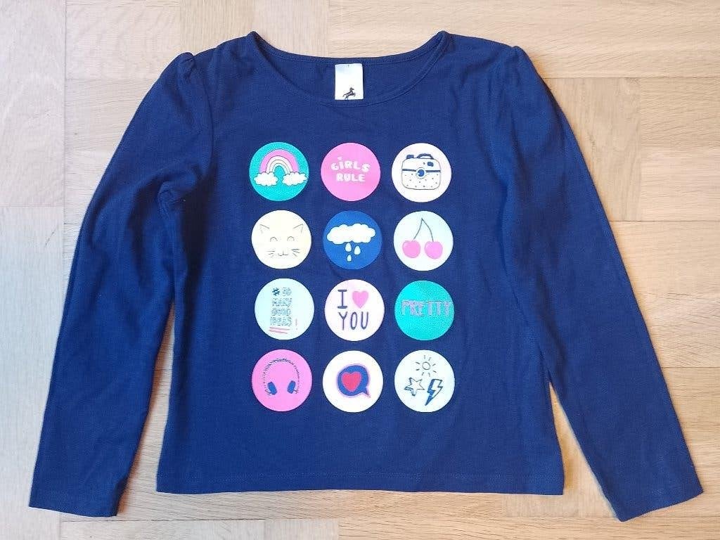Donkerblauw shirt lange mouw maat 134, Kinderen en Baby's, Gebruikt, Meisje, C & A, Ophalen of Verzenden