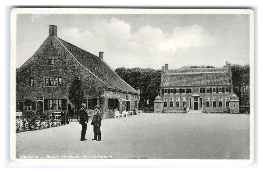 Uithuizen, Burcht Menkema met Schathuis, Verzenden, 1920 tot 1940, Gelopen, Groningen