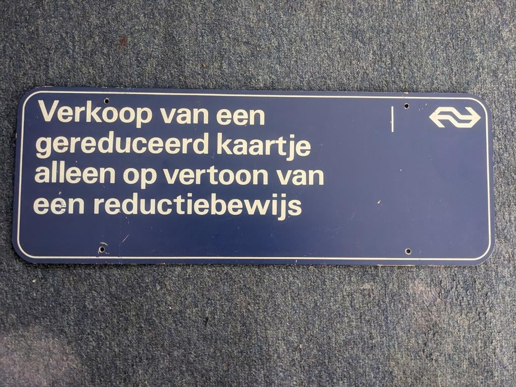 Metalen NS bord NS stations loket-  jaren '80, Verzamelen, Ophalen of Verzenden, Trein, Overige typen