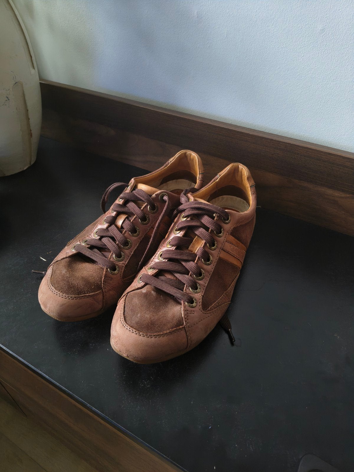 Bruin leren Geox schoenen maat 42, Ophalen, Bruin, Geox, Gedragen