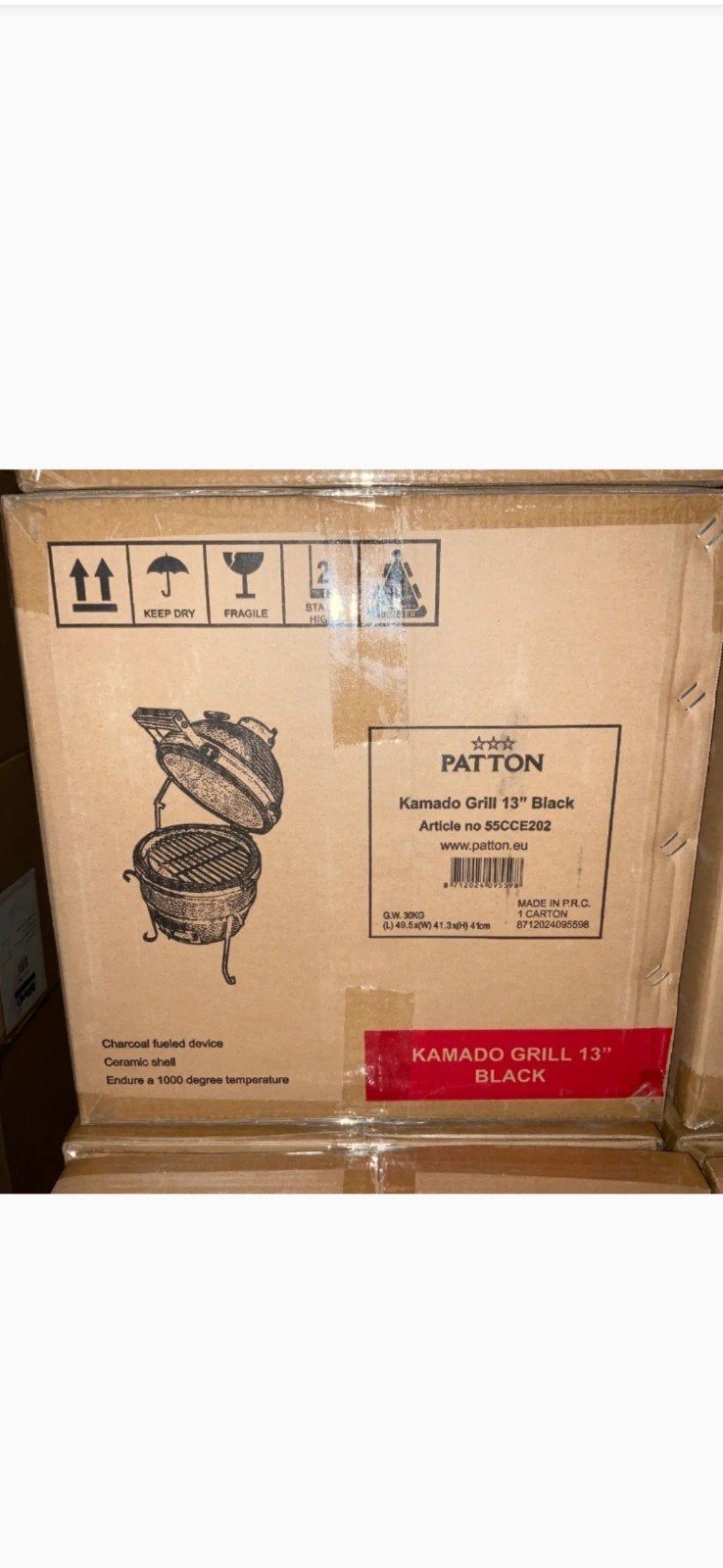 Patton Kamado Grill 13 inch zwart nieuw in de doos, Ophalen of Verzenden, Nieuw, Patton