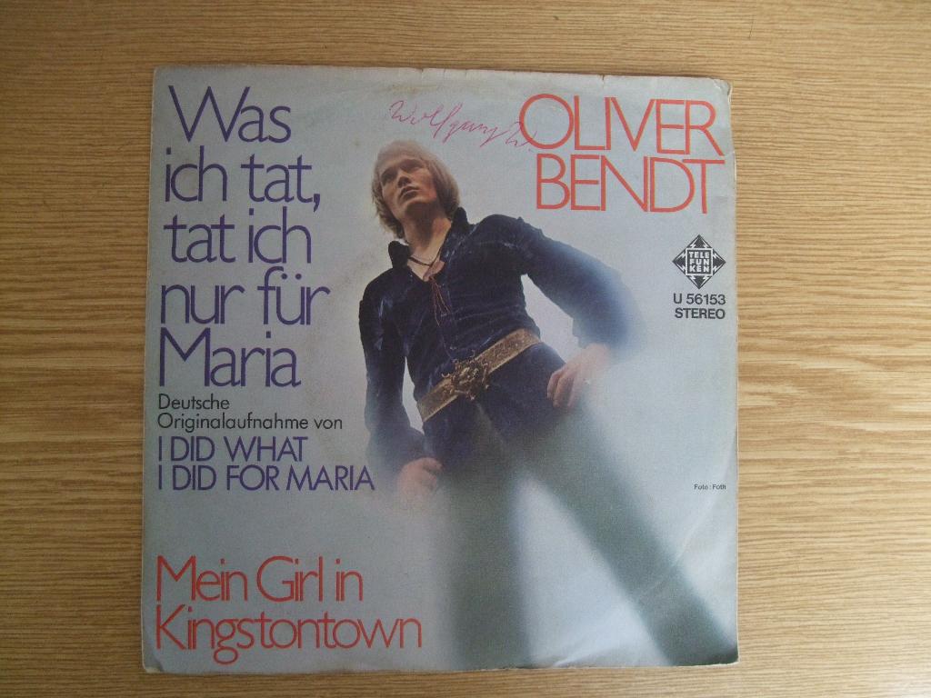 OLIVER BENDT     WAS ICH TAT, TAT ICH NUR FUR MARIA / MIEN, 7 inch, Single, Ophalen of Verzenden, Pop