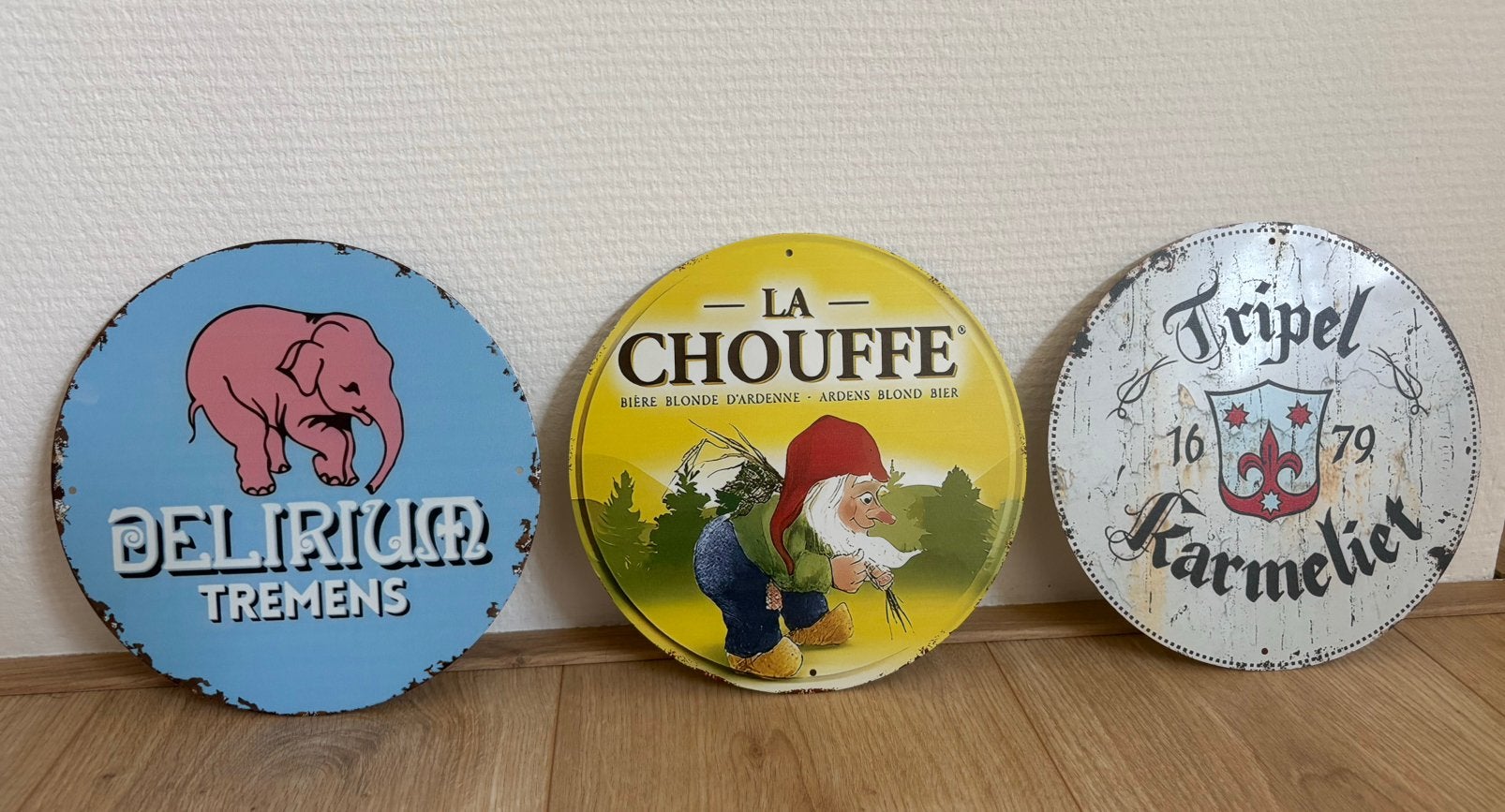 5 Prachtige Belgische vintage reclameborden biermerken, Ophalen of Verzenden, Zo goed als nieuw, Reclamebord