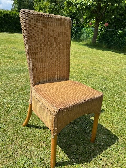 Te koop : 6 stuks Lloyd Loom eetkamer stoelen, Huis en Inrichting, Ophalen, Gebruikt, Bruin, Riet of Rotan