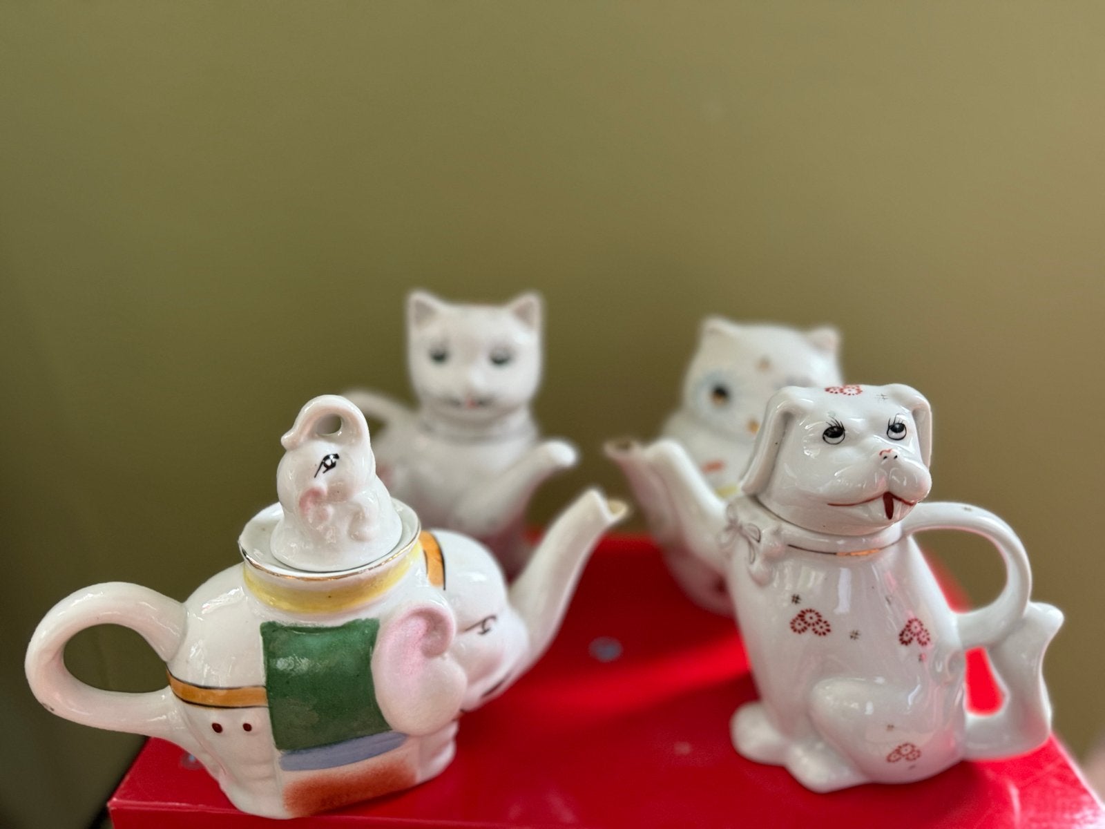 Set van 4 decoratieve theepotten in diervorm, Antiek en Kunst, Ophalen of Verzenden