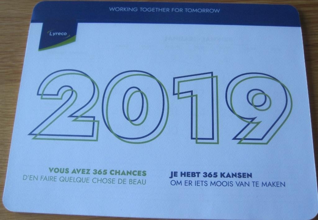 muismat van Lyreco met kalender van 2019, Ophalen of Verzenden, Nieuw, Lyreco