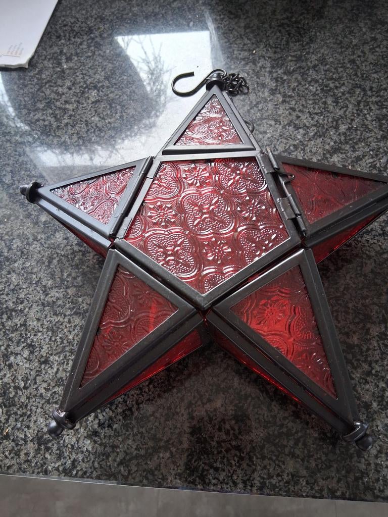Glas in lood kerstster met waxinelichtje houder, Ophalen of Verzenden