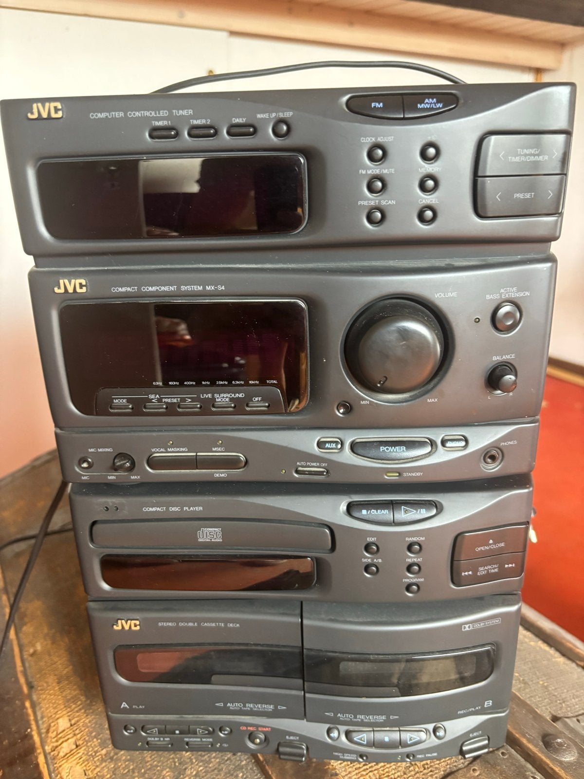 JVC stereotoren met Speakers, Audio, Tv en Foto, Stereo-sets, Gebruikt, Cassettedeck, JVC, Losse componenten