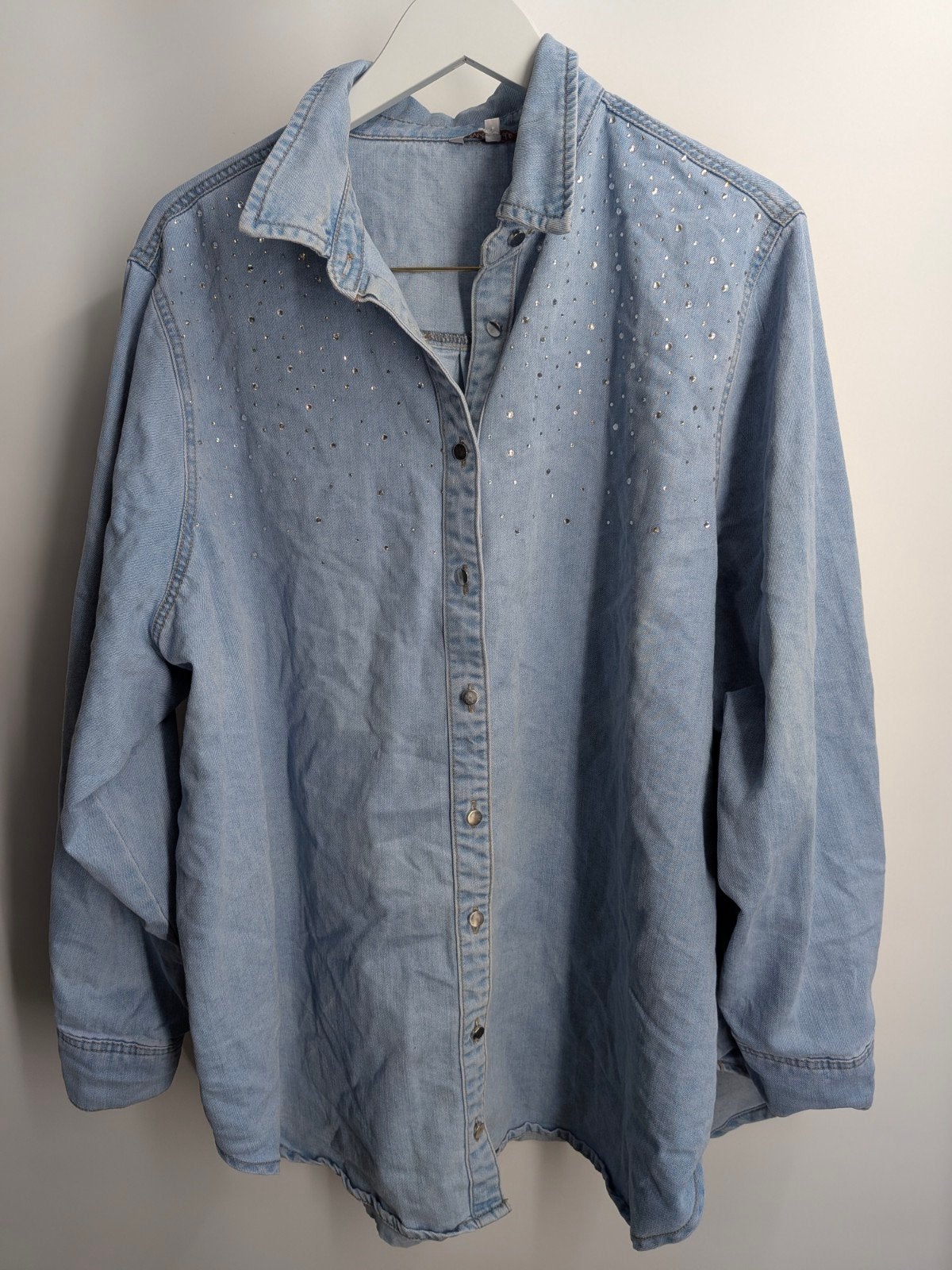 MS mode spijkeblouse met strass steentjes maat 52 (3571*), MS mode, Blauw, Maat 46/48 (XL) of groter, MS mode