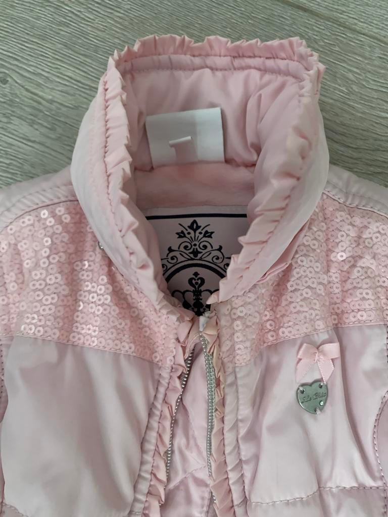 Le Chic Roze Gevoerd Gilet met Pailletten - Maat 80, Verzenden, Zo goed als nieuw, Meisje
