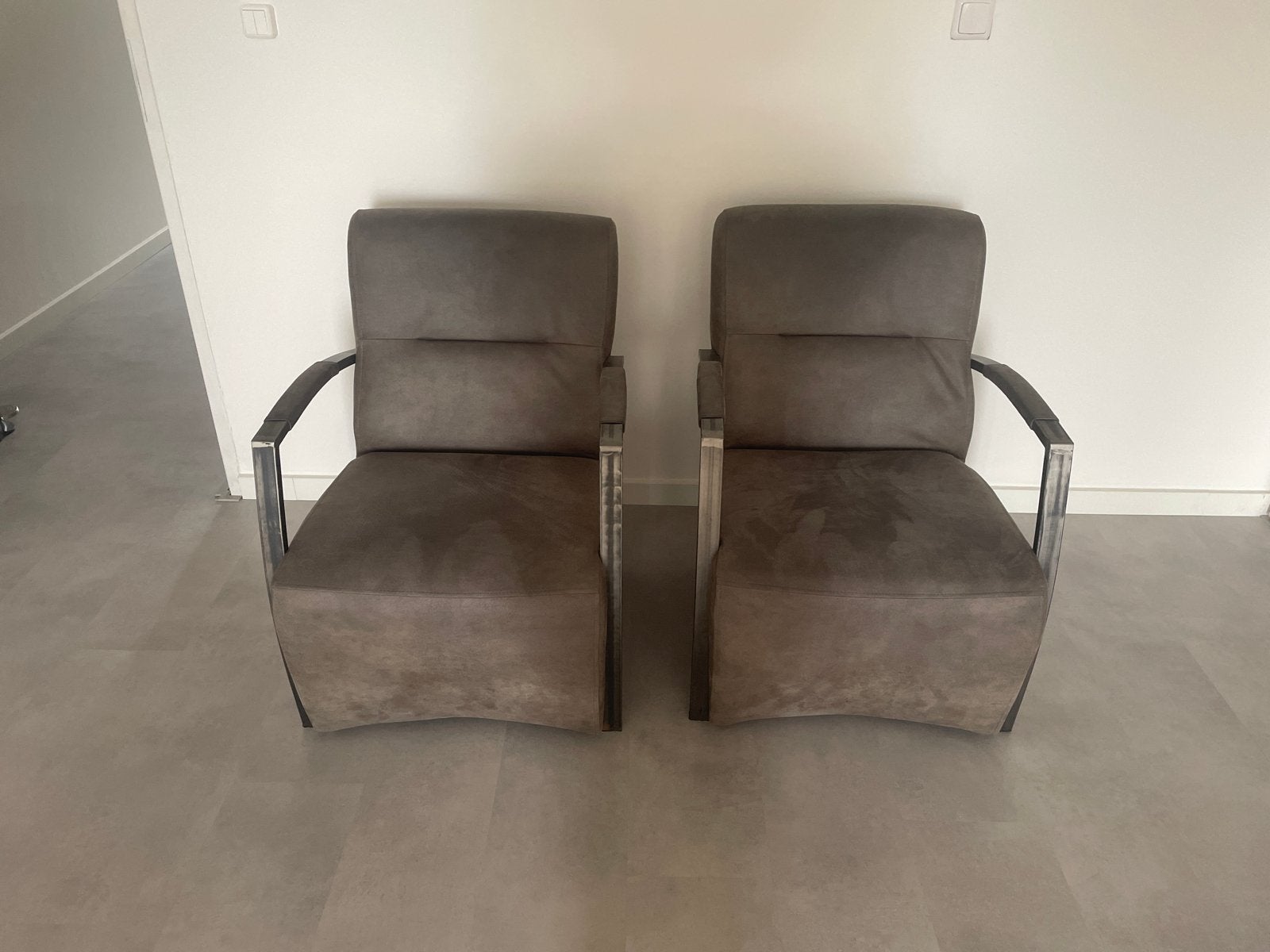 Grijze stoelen / fauteuils, Huis en Inrichting, Fauteuils, Ophalen, Gebruikt, 75 tot 100 cm, Stof