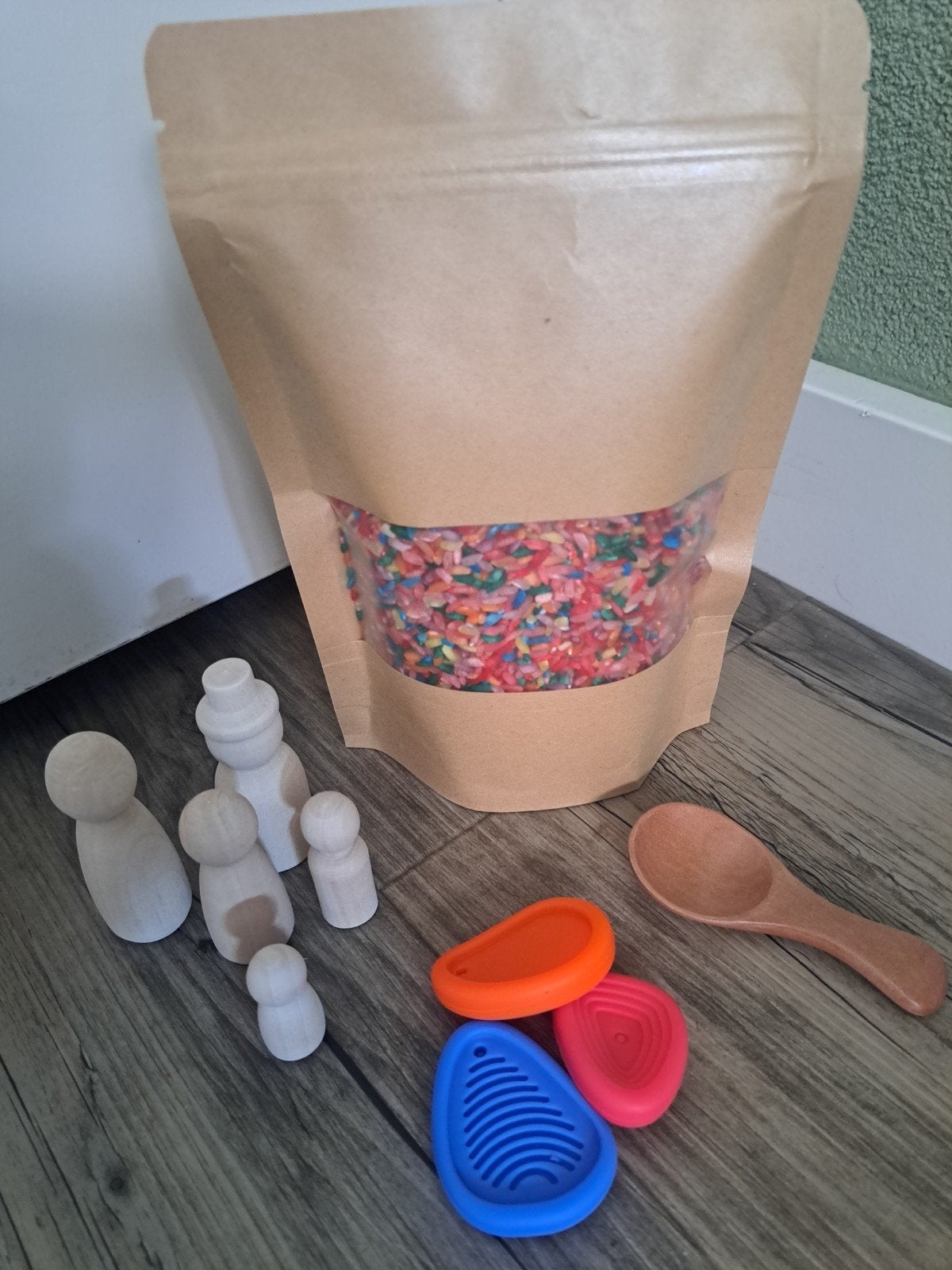 Sensorische Speelset Regenboog Rijst met Accessoires, Ophalen of Verzenden