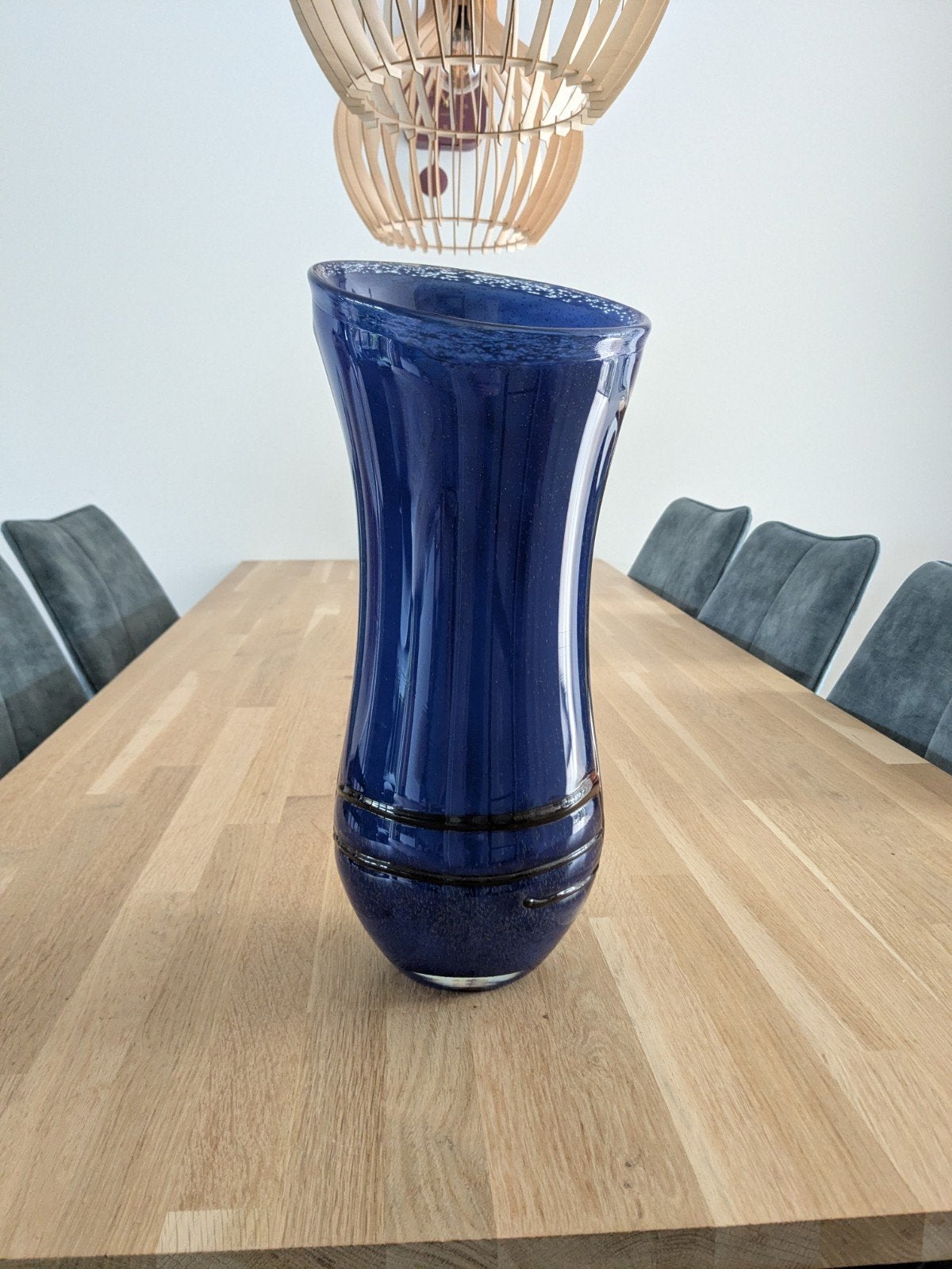 Loranto Handgemaakte Glazen Vaas, Handgemaakt, Blauw, Ophalen of Verzenden, Glas