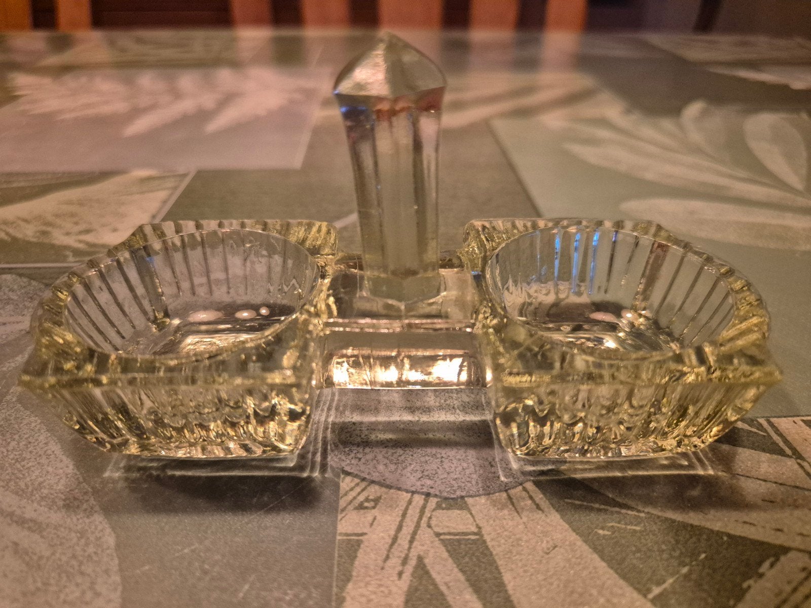 Vintage glazen zout- en pepervaatje, Antiek en Kunst, Ophalen of Verzenden