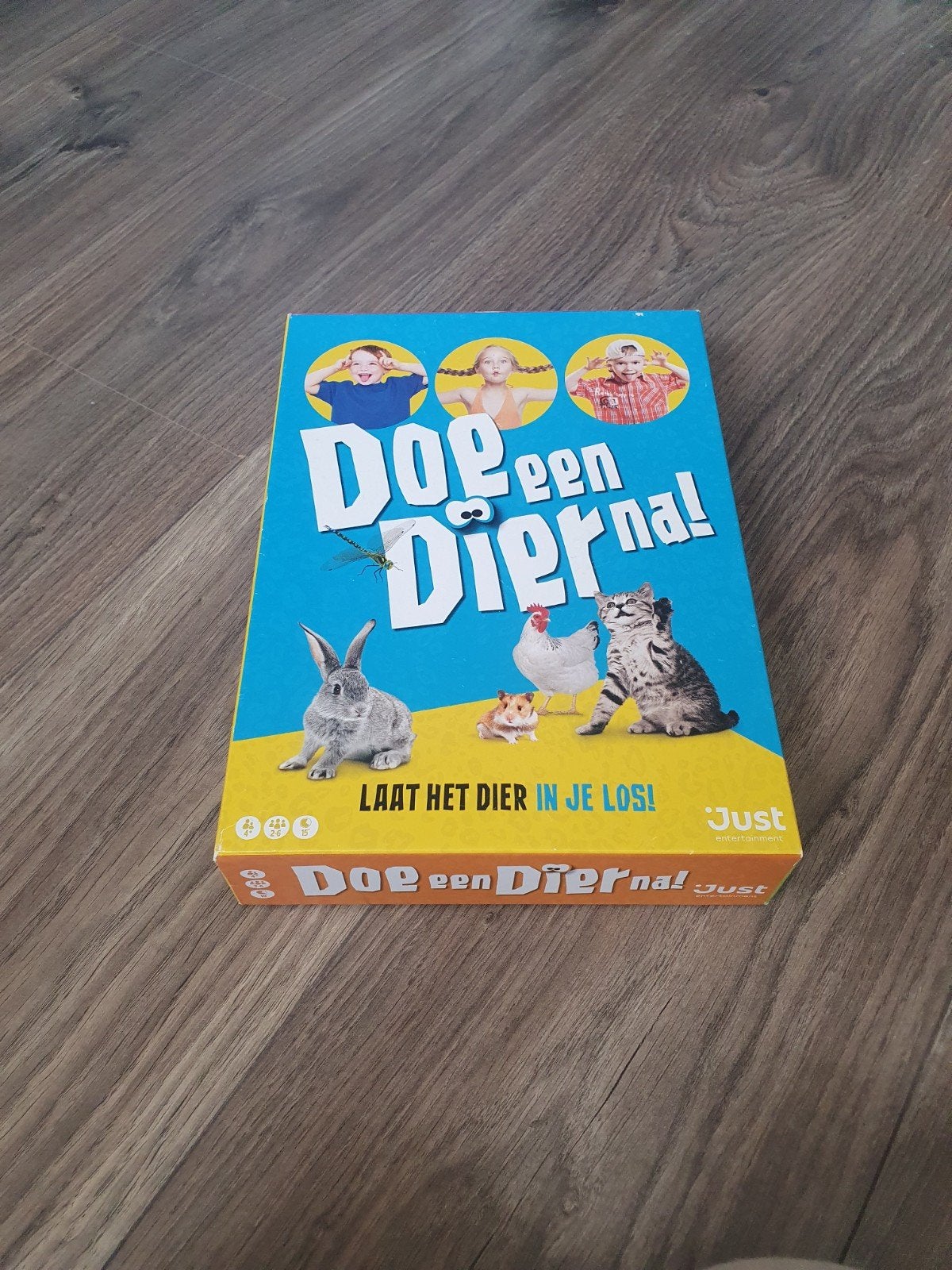 Doe een Dier na, gezelschapsspel voor kinderen, Drie of vier spelers, Ophalen, Gebruikt, Just