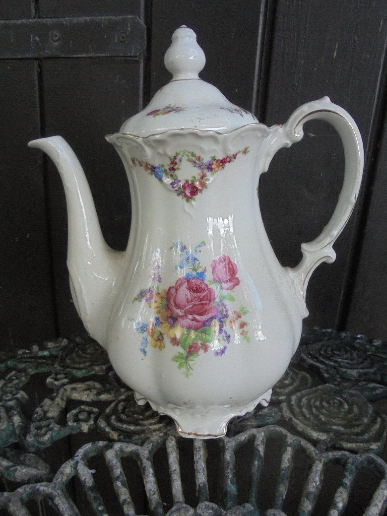 Koffiepot + kop en schotels Mitterteich Bavaria bloemboeket, Antiek en Kunst, Ophalen of Verzenden