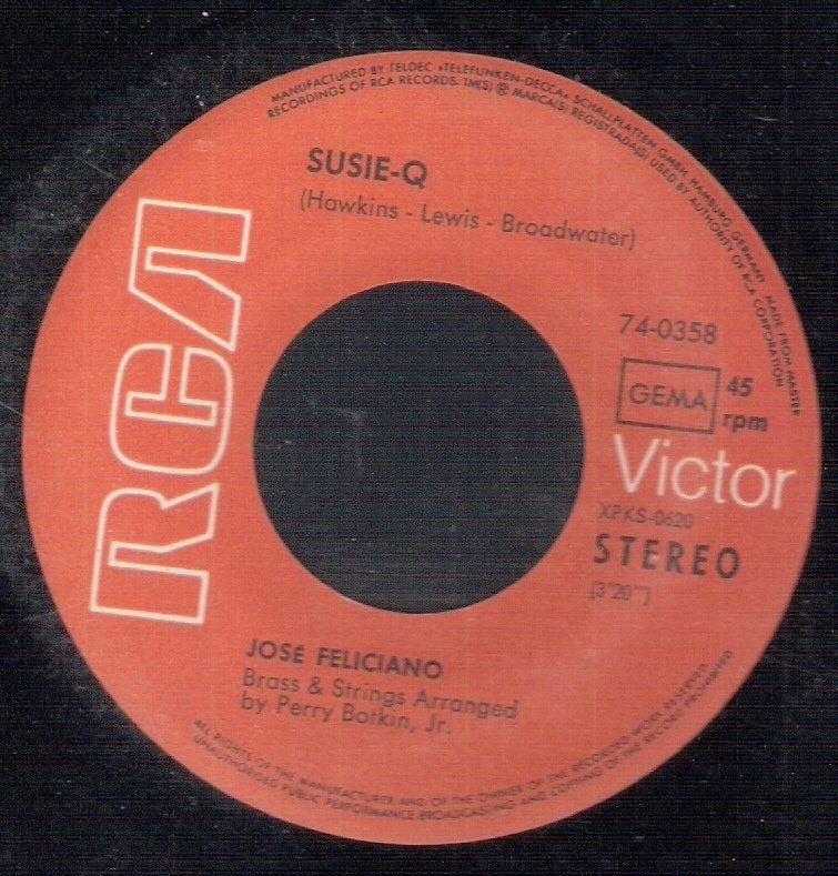 José Feliciano--Suzie-Q-Destiny- 1970- single ook VERZENDEN, Ophalen, Gebruikt, Pop
