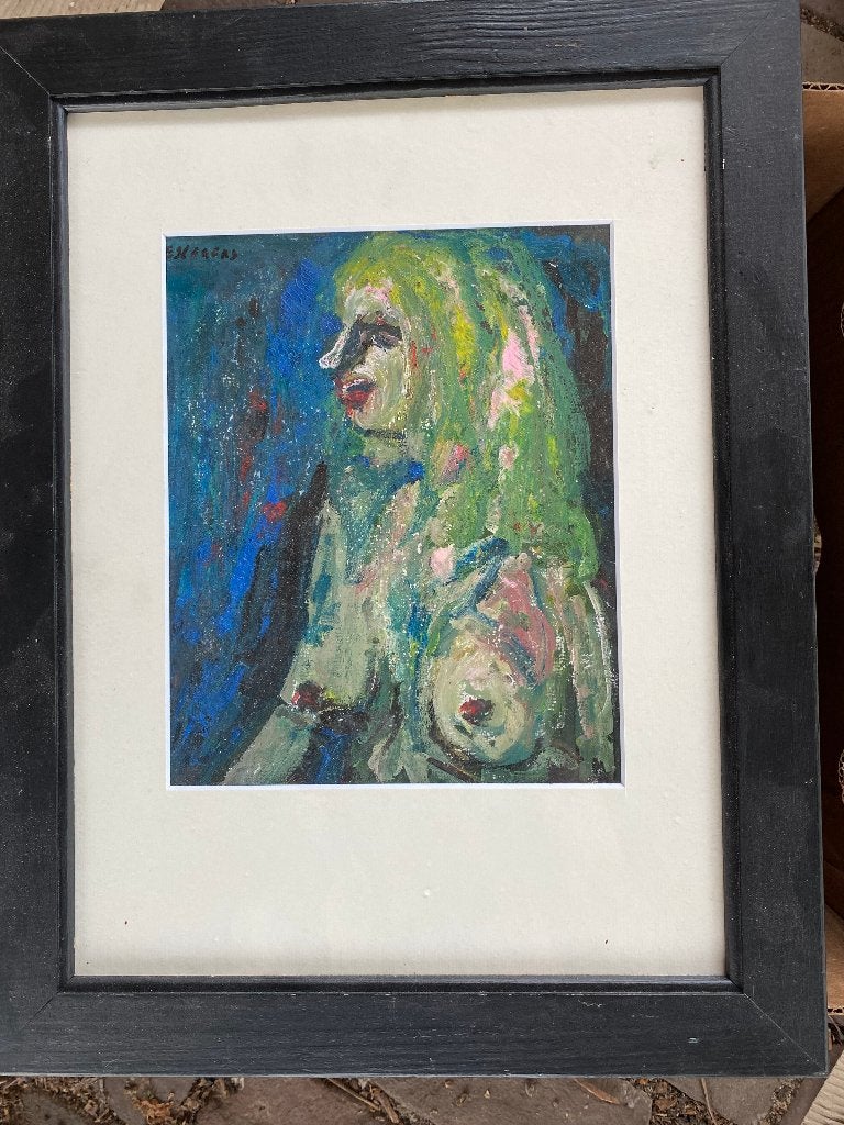 Schilderij Evert Slegers, naakte blonde dame, Antiek en Kunst, Ophalen of Verzenden, Portret
