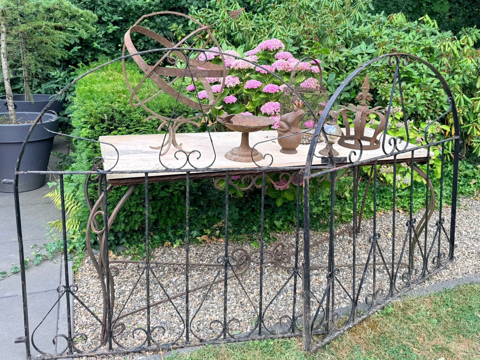 Sier smeedijzeren poort, hek 2 delen, Tuin en Terras, Tuinhekken en Hekwerk, Ophalen, Met poort, Gebruikt, Sierhekwerk